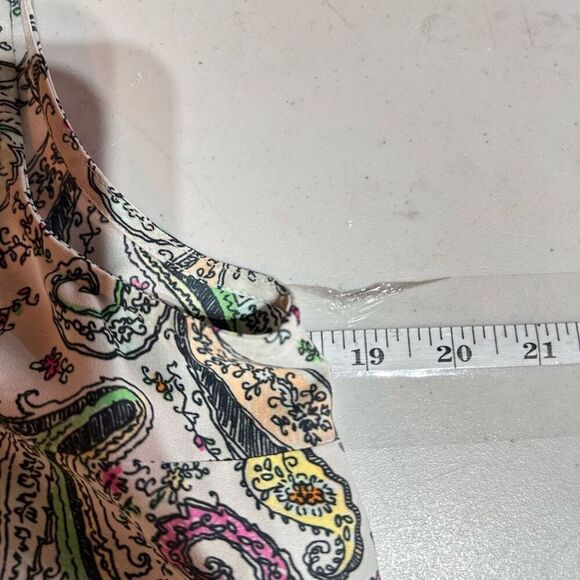 Daniel Rainn Women Sleeveless Paisley Floral Colorful Chiffon Blouse Medium Whit - Picture 6 of 16